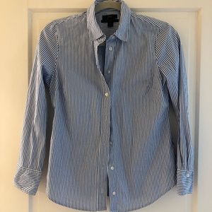 JCrew blue & white striped shirt